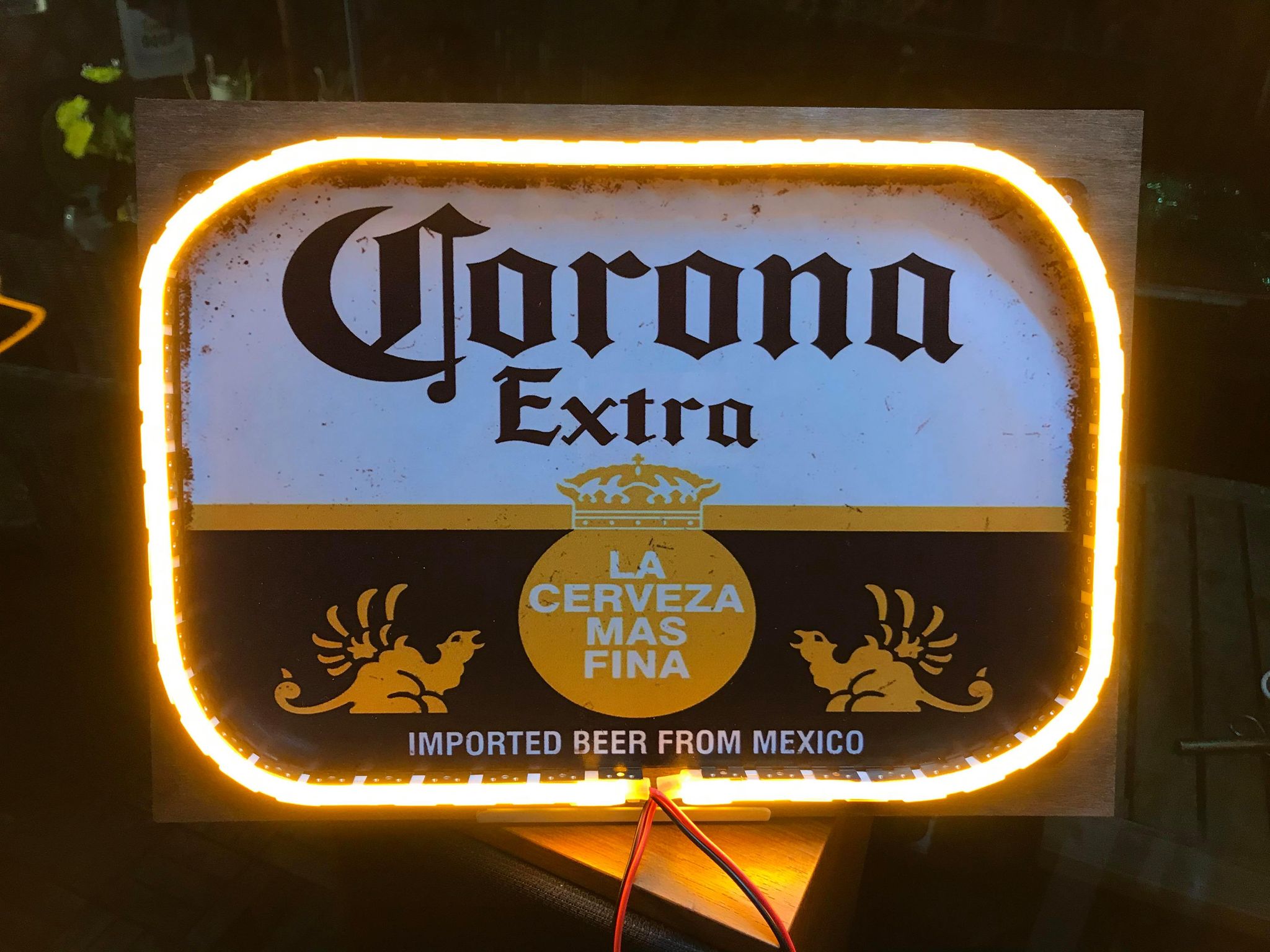 希少 コロナビール 非売品 木製風 LED ライト ネオン サイン ボトル ロゴ 壁掛け スタンド 電飾 看板 CORONA 酒 バー パブ